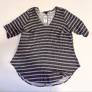 Torrid Dark Grey and Pink Stripe Shirt SZ-2